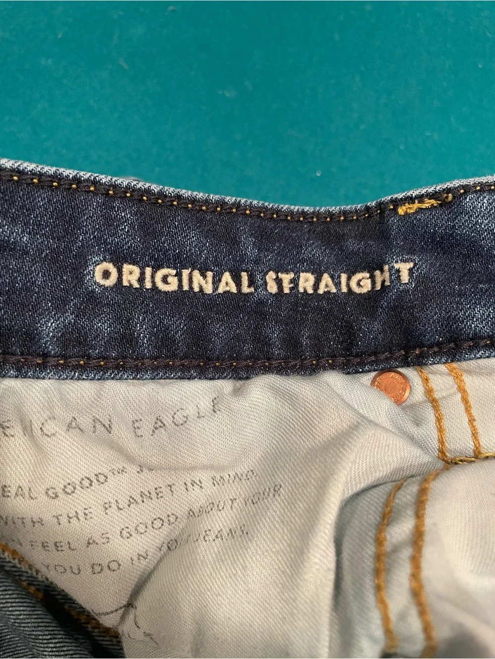 American Eagle Outfitters Slim Straight Distressed Dark Blue Jeans